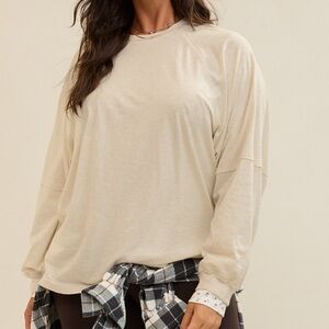 aerie Cream Long-Sleeve Relaxed Sweatshirt